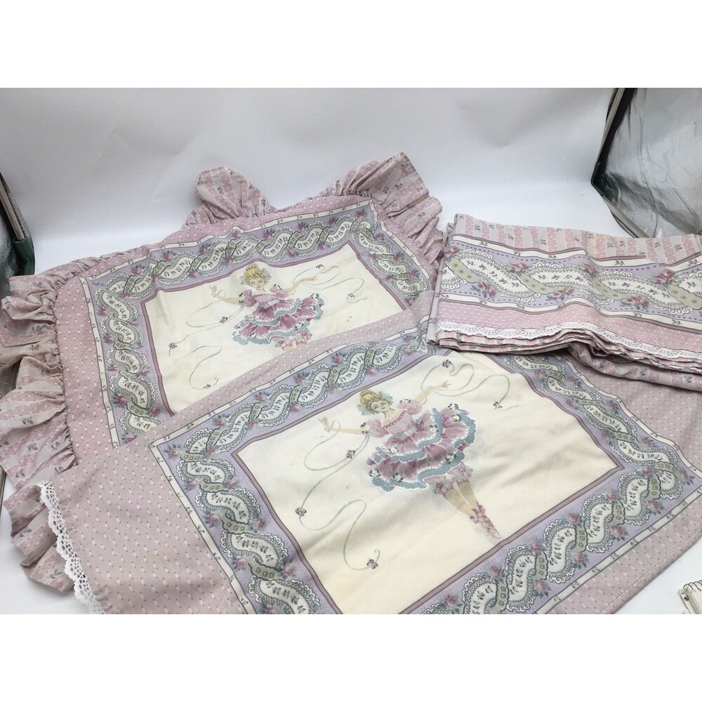 Louis Nichole Lavender Ballerina w/ Lace Flat Twin XL Pillowcase Sham 1988 READ